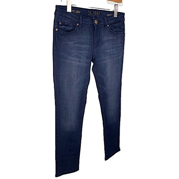 DL1961 Womens Angel Mid Rise Skinny Jeans Dark Wash Stretch Fading Size 28 - Picture 3 of 14